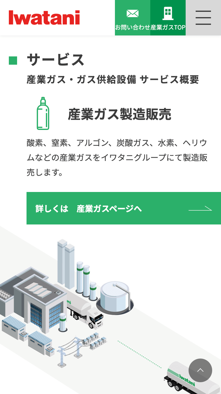 岩谷産業株式会社 産業ガス事業サイトSP版｜TOPページデザイン