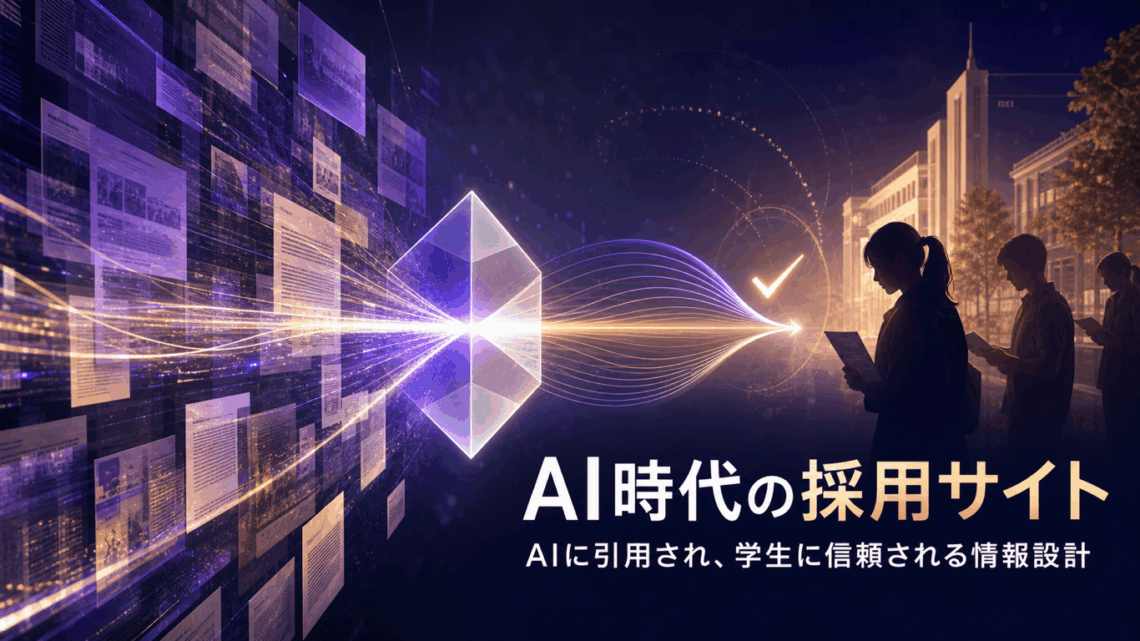 AI時代の採用サイト｜学生はAIで調べ、公式サイトで裏を取るのイメージ