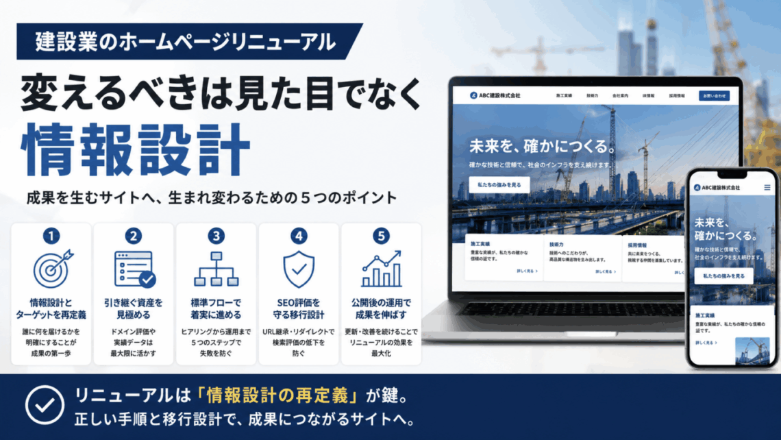 建設業ホームページのリニューアル｜変えるべきは見た目でなく情報設計のイメージ